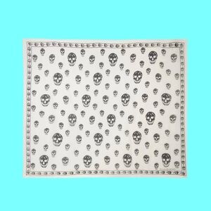 🆕💕ALEXANDER MCQUEEN 100% Silk Signature Scull-Motif Scarf • Ivory & Black • NWT